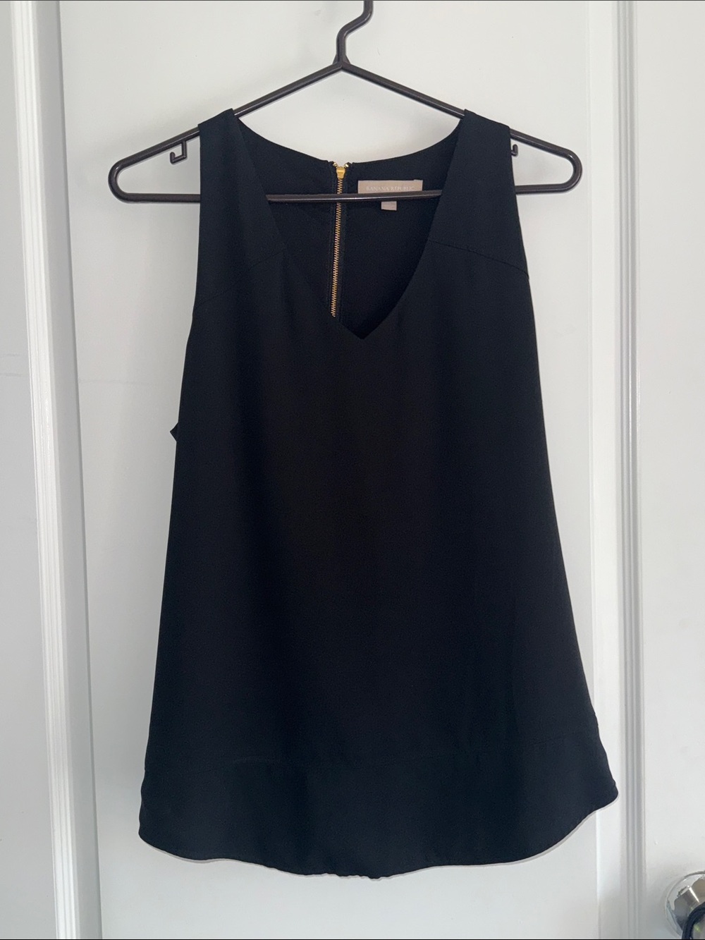 Banana Republic Black V-Neck Tank Top with Back Zip